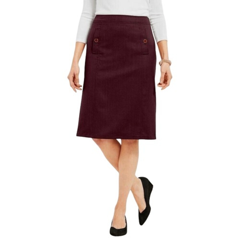 T8 Talbots Italian Flannel Wool Skirt Burgundy Lined Career‎ Workwear